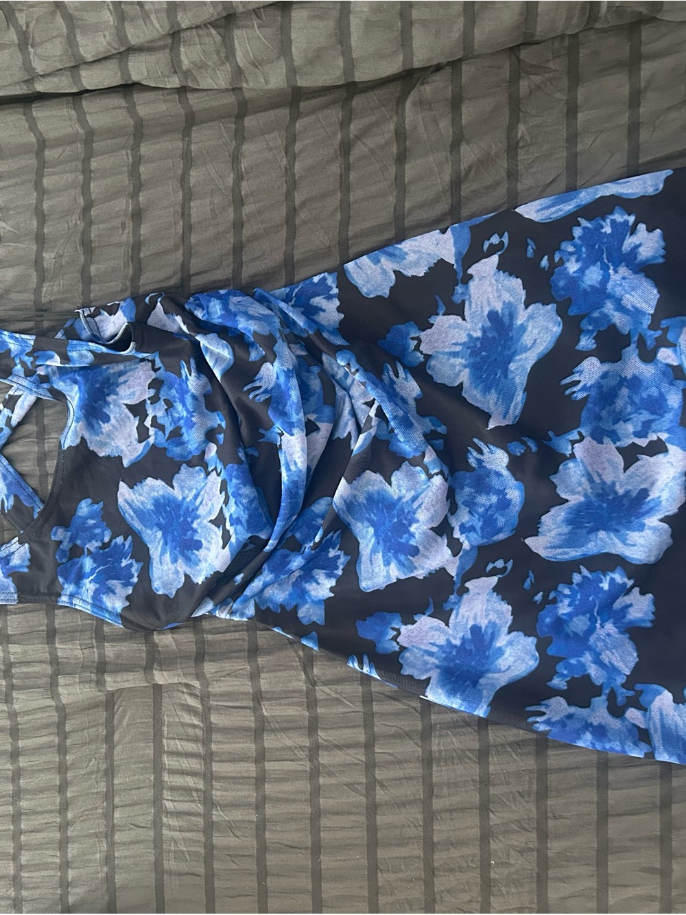 Blue Floral Sleeveless Women’s Dress